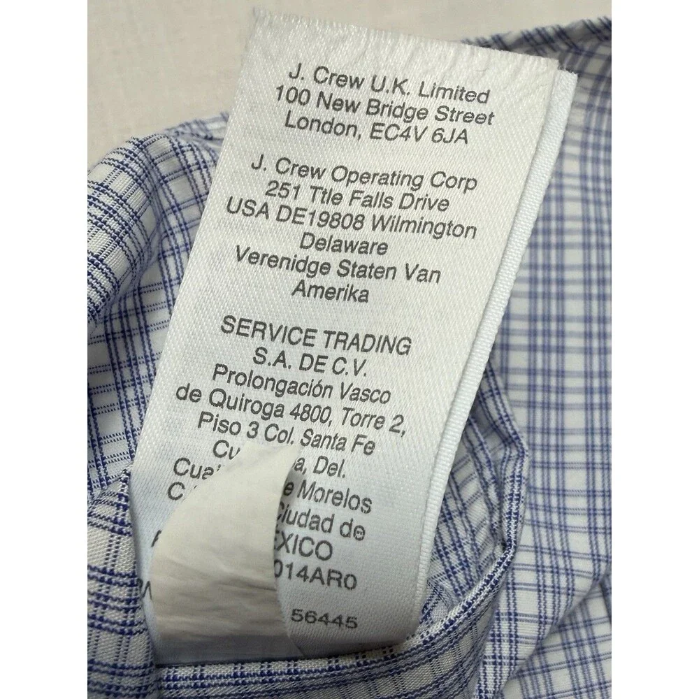 J. Crew Thompson Shirt L/S Button Flex Wrinkle Free Blue Plaid Men’s 16-16 1/2